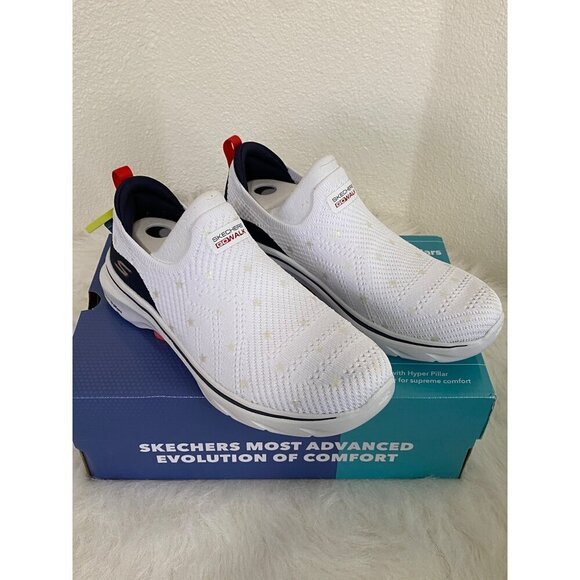 Skechers Shoes - Skechers Women's GO Walk 7 Darcie Athletic Shoes 8.5 White Navy Red Comfort